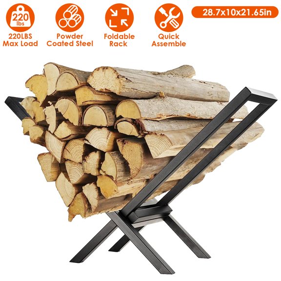 iMounTEK Firewood Rack Indoor for Fireplace Wood Storage, Heavy Duty X-Shaped Log Stacker Stand Storage Holder Organizer