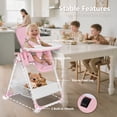 thumbnail image 5 of LINLUX Foldable Baby High Chair, Adjustable Feeding Chair for Toddler w/Removable Double Tray, Pink, 5 of 7