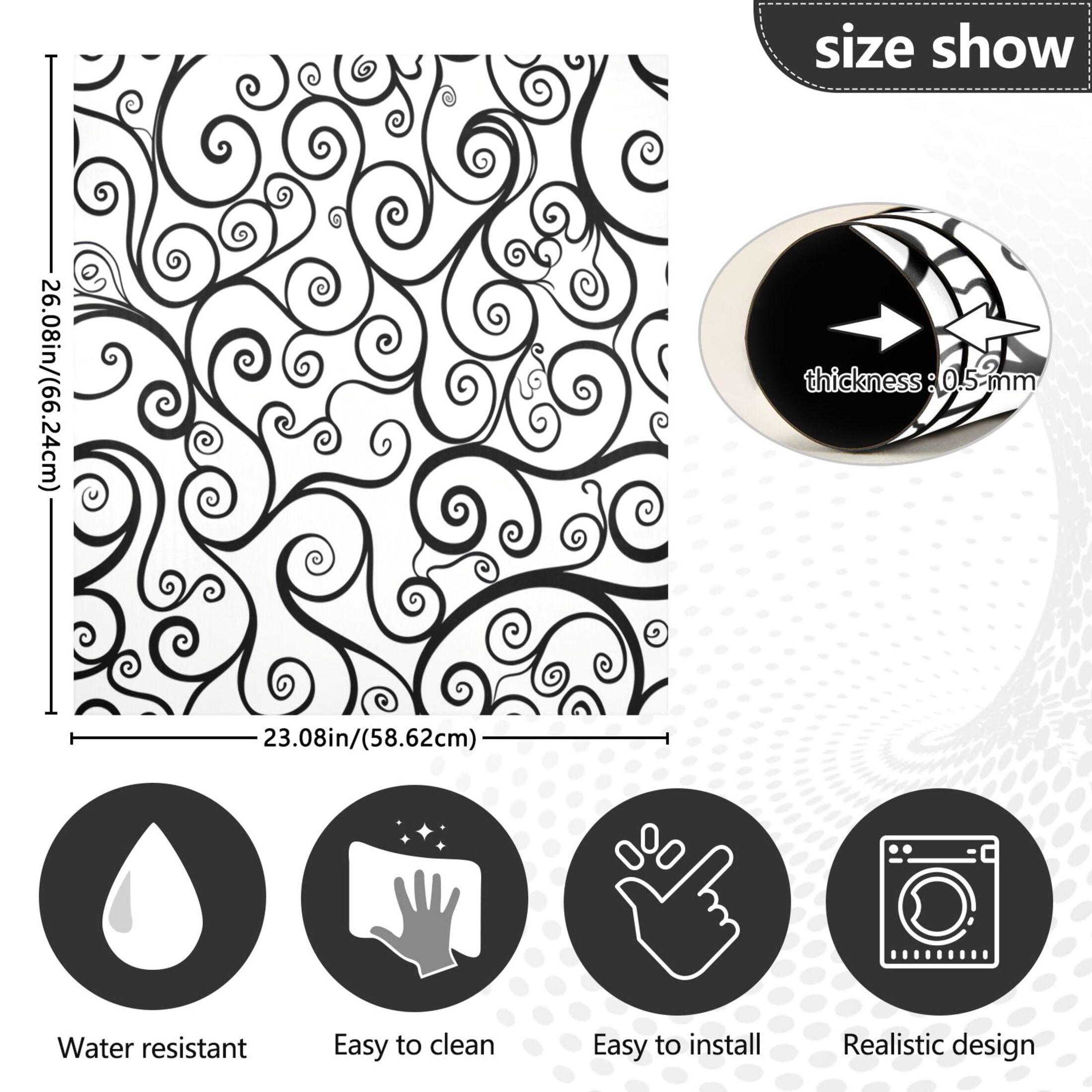 Dishwasher Magnetic Sticker 23x26 Inch Refrigerator Magnetic Sticker Washing Machine Magnetic Sticker Kitchen Panel Magnetic Sticker Home Decor Black Line Flower
