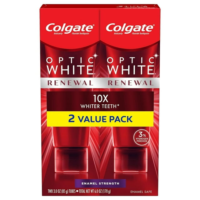 Pasta de dientes Colgate Optic White Renewal, blanqueadora de dientes, 90 ml, paquete de 2