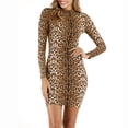 thumbnail image 2 of Vestido camisero de manga larga ajustado Sexy con estampado de leopardo y cuello redondo para mujer a la moda Fridja  NMB1506, 2 of 8