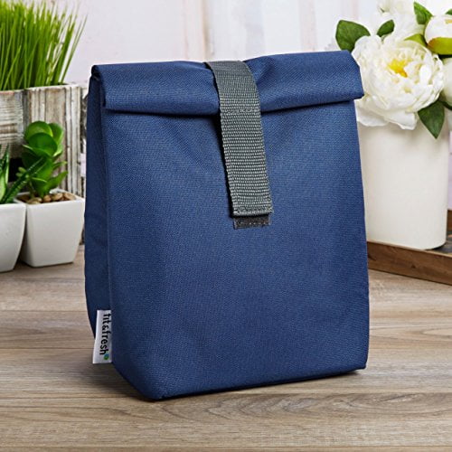 Fit Fresh Franconia Insulated RollTop Lunch Bag for Adults Kids, Navy with gray Trim Walmart