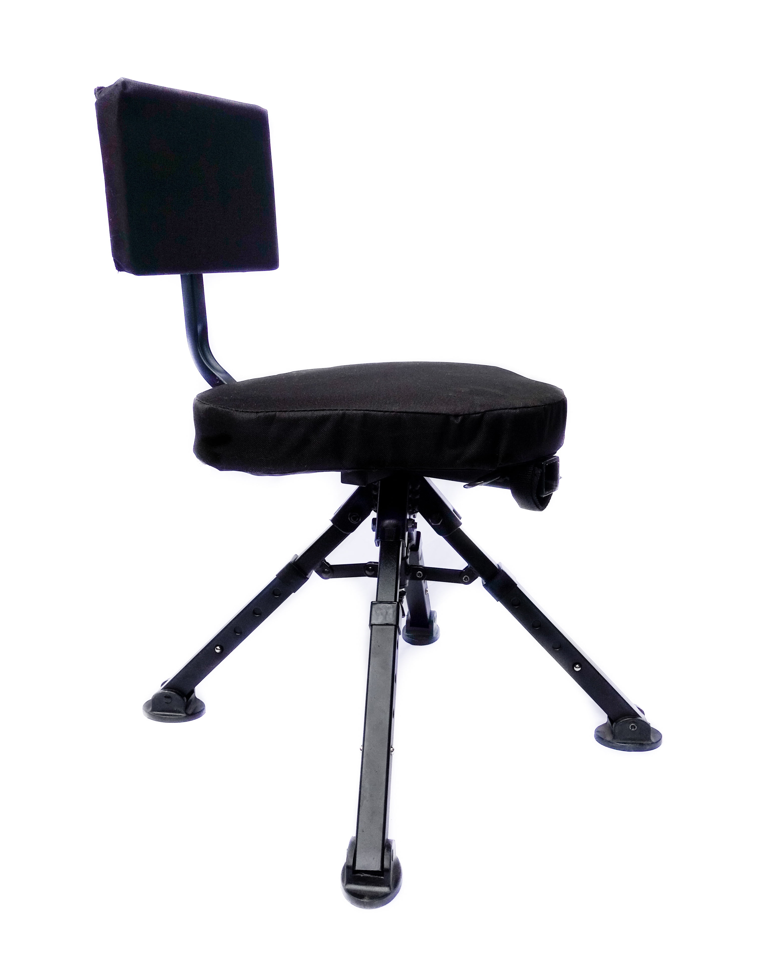 BenchMaster 4-Leg Adjustable Ground Blind Hunting Chair – 360° Swivel Shooting Chair, Portable Padded Seat with Adjustable Legs, Black