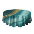 thumbnail image 5 of Teal Gold Marble Pattern Round Tablecloth 60"x60",Wrinkle Wipeable Table Cloth for Kitchen Dining Room Picnic Patio Party, 5 of 6