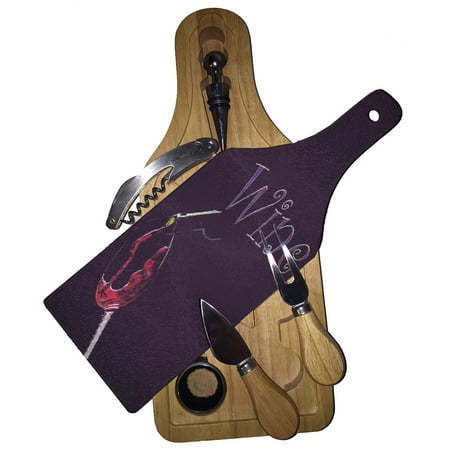 Wood Cheese Set - KuzmarK Wine & Cheese Glass Cutting Board Wood Box Gift Set - Wine