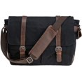 thumbnail image 1 of Vintage Genuine Leather Waxed Canvas Briefcase Large Satchel Shoulder Bag Rugged Computer 15.6" Laptop Bag, 1 of 7