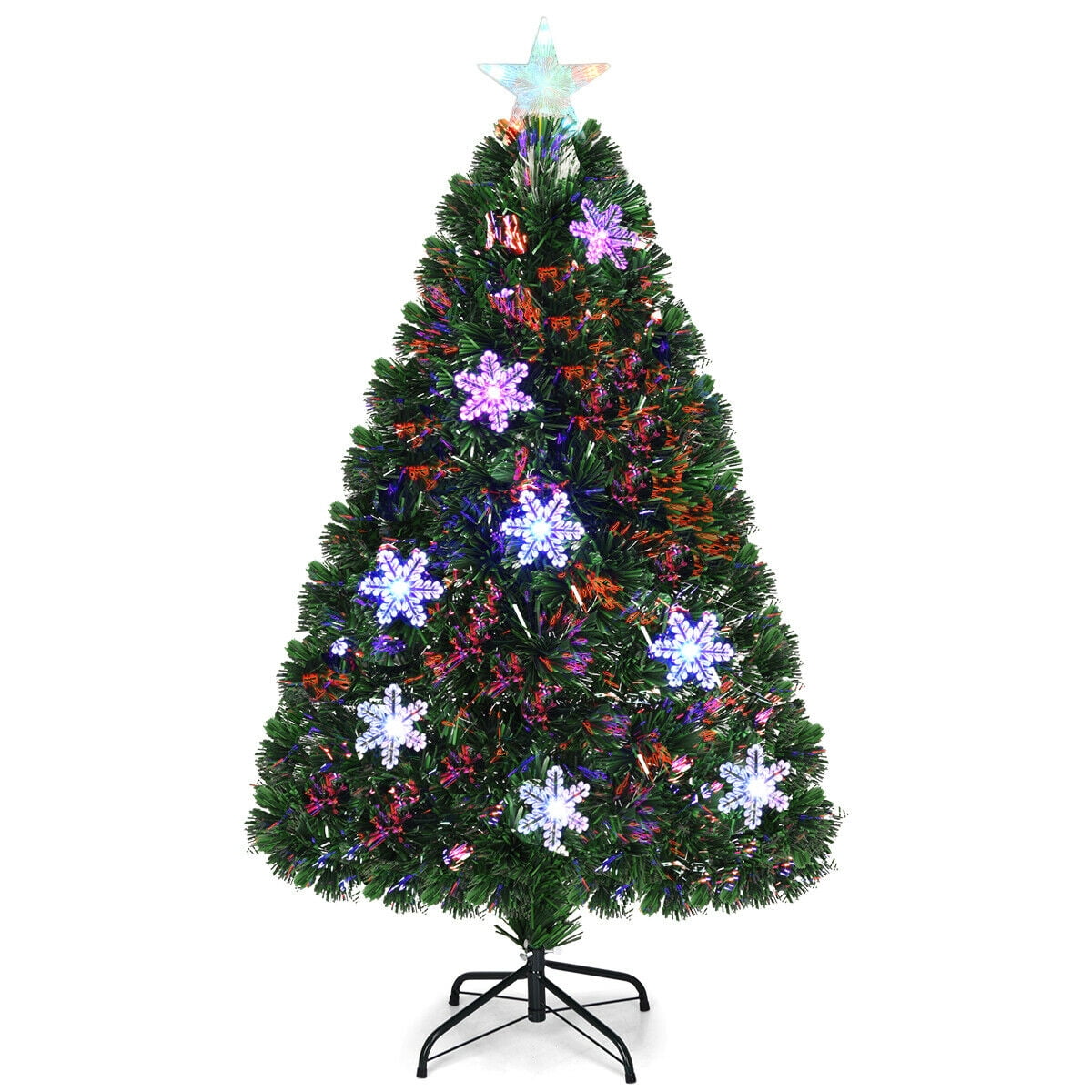 4FT Pre-Lit Fiber Optic Artificial Christmas Tree w/Multicolor Lights