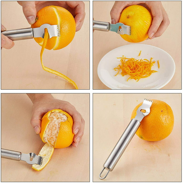 Stainless Steel Lemon Zester Grater, Orange Citrus Peeler Citrus Zester  Tool Lemon Twist Tool with Channel Knife and Hanging Loop Kitchen Peeler  Tool