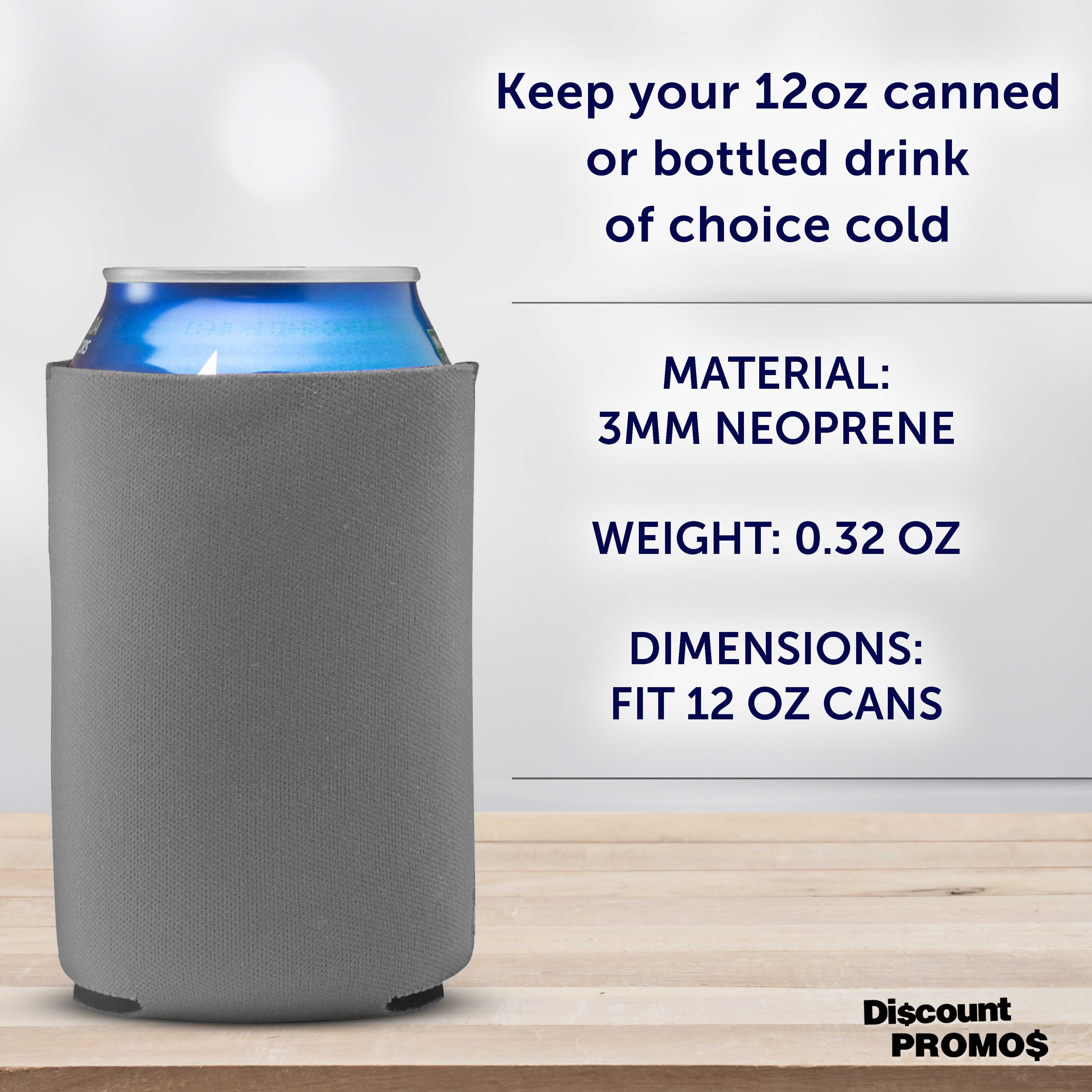 Neoprene Collapsible Can Coolers 12 oz. Set of 10, Bulk Pack - Great for Weddings, Parties, Anniversary, Indoor & Outdoor Events - Grey