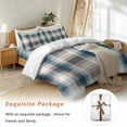 thumbnail image 7 of Vintage Plaid Bedding Duvet Cover Set Full Size 4 Pieces Brown Navy Plaid Texture Abstract Art Bedding Set with Zipper Closure, 1 Comforter Cover 86x86 Inches 1 Flat Sheet & 2 Pillow Cases, 7 of 7
