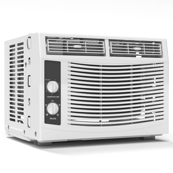 5000 BTU Window Air Conditioner Cools 150 sq ft, Features 2 Speeds & 4-Way Airflow