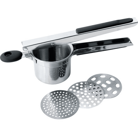 

Potato Ricer with 3 Interchangeable Fineness Discs Stainless Steel Potato Masher for Potatoes Fruits Vegetables Gnocchi Baby Food and More Large Capacity Dishwasher Safe (Silicone)