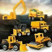 6 Pcs Mini Die Cast Car Set 1/64 Scale Alloy Construction Trucks - Dump Truck, Excavator, Forklift, Road Roller, Bulldozer, Mixer Truck - Toy Cars for Kids Boys Girls Birthday Xmas Present