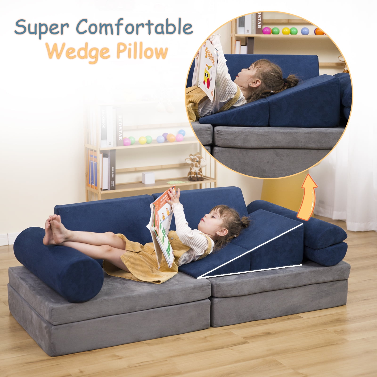 LOAOL Creative Kids Couch, 10PCS Nugget Couch, Fold Out Toddler Play