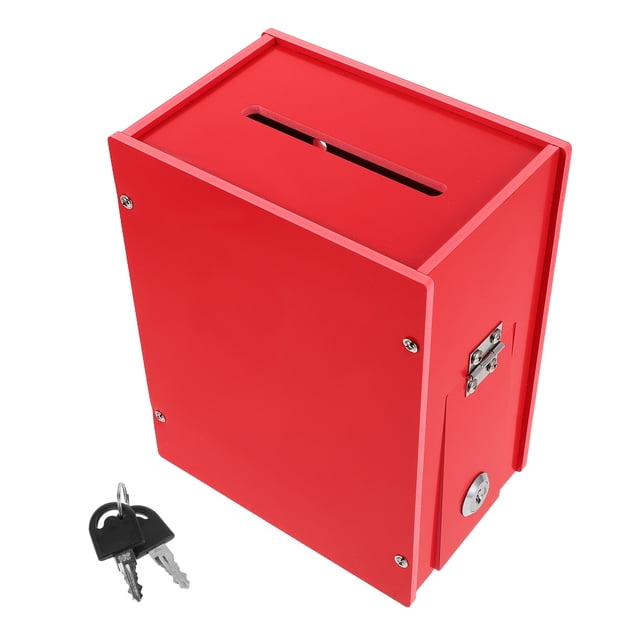 BEADCEST Donation Collection Box with Lock Red Privacy Lockable Suggestion and Feedback Box