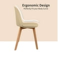 thumbnail image 5 of Set of 2 Armless Plastic Dining Chair Wood Legs for Dining Room Plastic Molded Seat With Cushion, Beige, 5 of 11