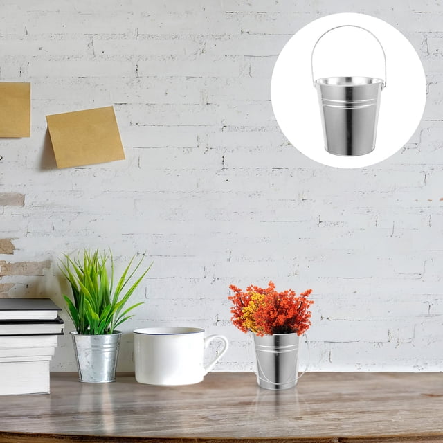 OFFIGAM Maceta Metálica Plateada Con Único Para Y Interior