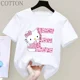 thumbnail image 1 of Camiseta de algodón de manga corta con letras de Hello Kitty para niños, Top con estampado de dibujos animados, ropa para niñas, regalo de cumpleaños para bebés, A-Z de verano, 1 of 6