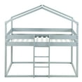thumbnail image 4 of Tensun Twin Over Twin Wood House Bunk Bed with Tent, Playhouse Style Floor Frame, No Box Spring Needed, Noise-Free, Suitable for Kids, Boys and Girls' Bedrooms, Grey, 4 of 5