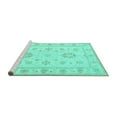 thumbnail image 2 of Ahgly Company Machine Washable Indoor Square Oriental Turquoise Blue Traditional Area Rugs, 7' Square, 2 of 4