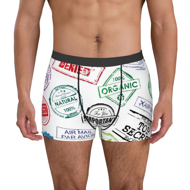 Balery Stamp Set Collection Calzoncillos bóxer para hombre, ropa interior de algodón suave y transpirable con cinturilla de nailon-Medium