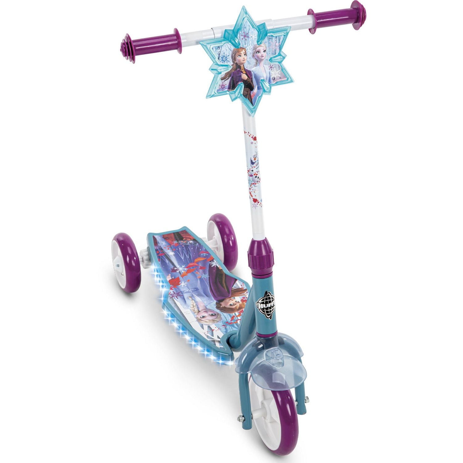 Huffy Reines des Neiges 2 Électro-lumière Trottinette préscolaire a 3 roues  pour les enfants, sarcelles et violets 3 ans et plus