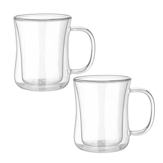 Taza de agua de vidrio multiusos, taza de bebida transparente segura de gran capacidad, doble capa para el hogar, 2 uds.
