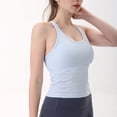 thumbnail image 4 of SWSMCLT Women's Workout Top Running Tight Short Scoop Neck Tank Top Vest Soft Fitted Spandex Backless Summer Blue Medium, 4 of 4