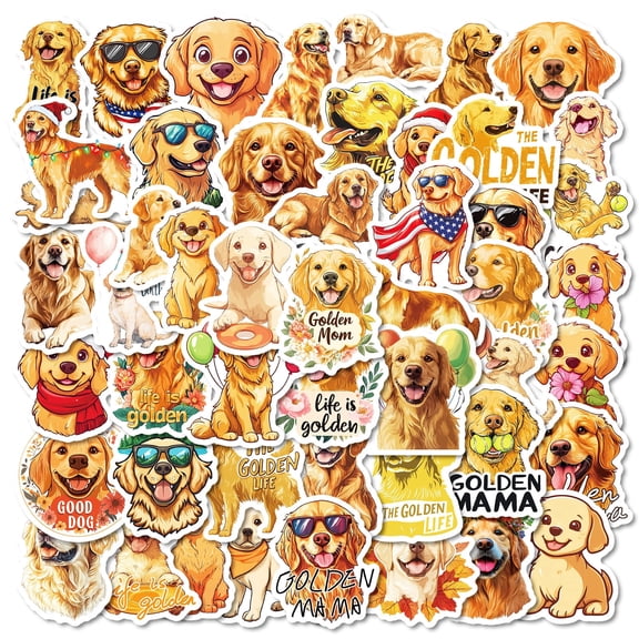 49 Golden Retriever Stickers – Waterproof Vinyl Cute Dog Decals for Water Bottles, Laptops, Notebooks, Tumblers, Phone Cases, Journals & Dog Lover Gifts