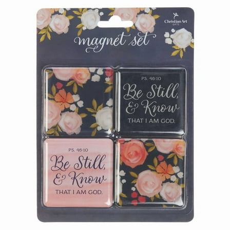 Christian Art Gifts Inspirational Decorative Square Refrigerator Magnet Set for Women: Be Still Encouraging Scripture, H, (Hardcover)