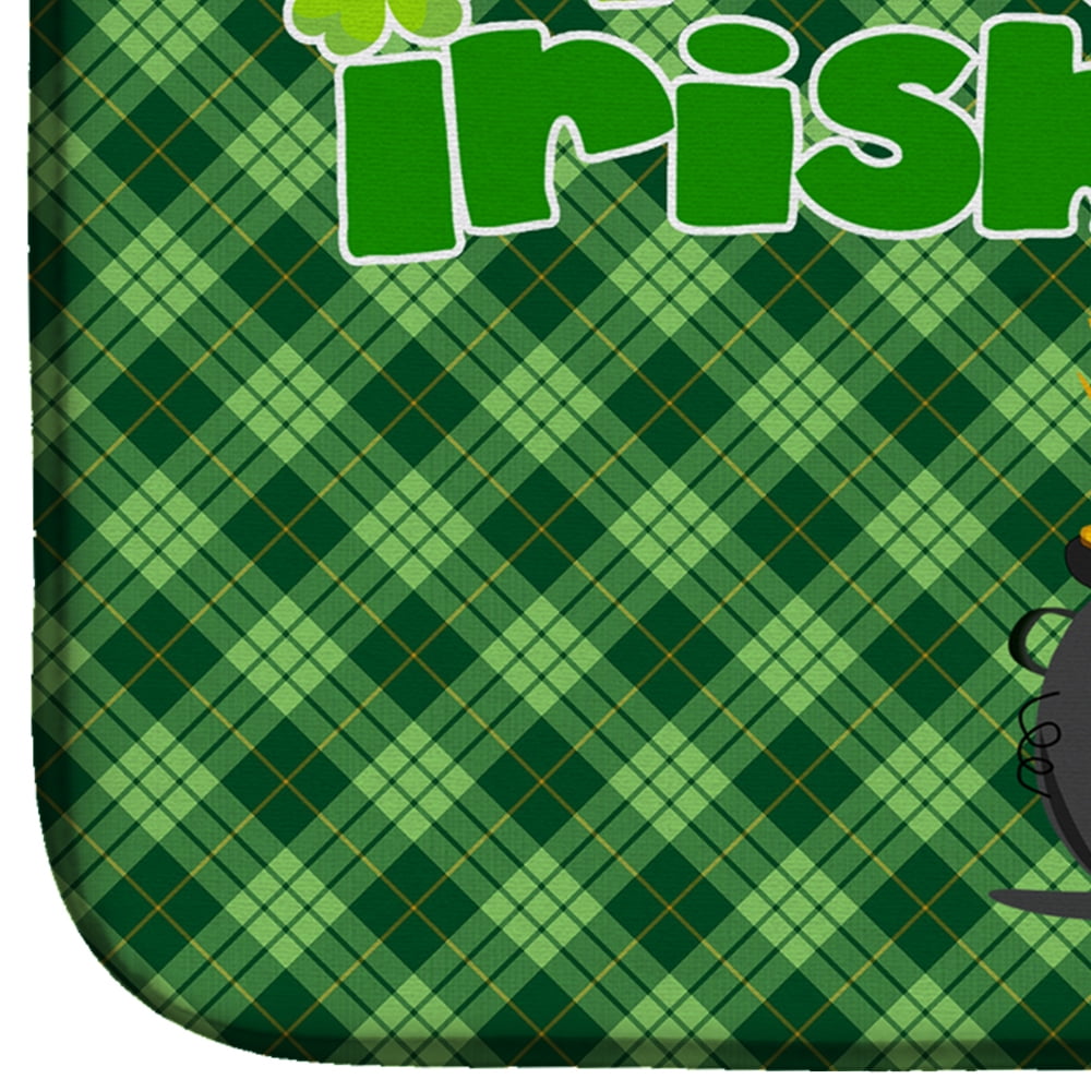 Black Pit Bull Terrier St. Patricks Day Dish Drying Mat