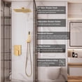 thumbnail image 5 of Brushed Gold Shower Faucet Set 12"Rainfall Head System With Valve kit Wall Mount, 5 of 18