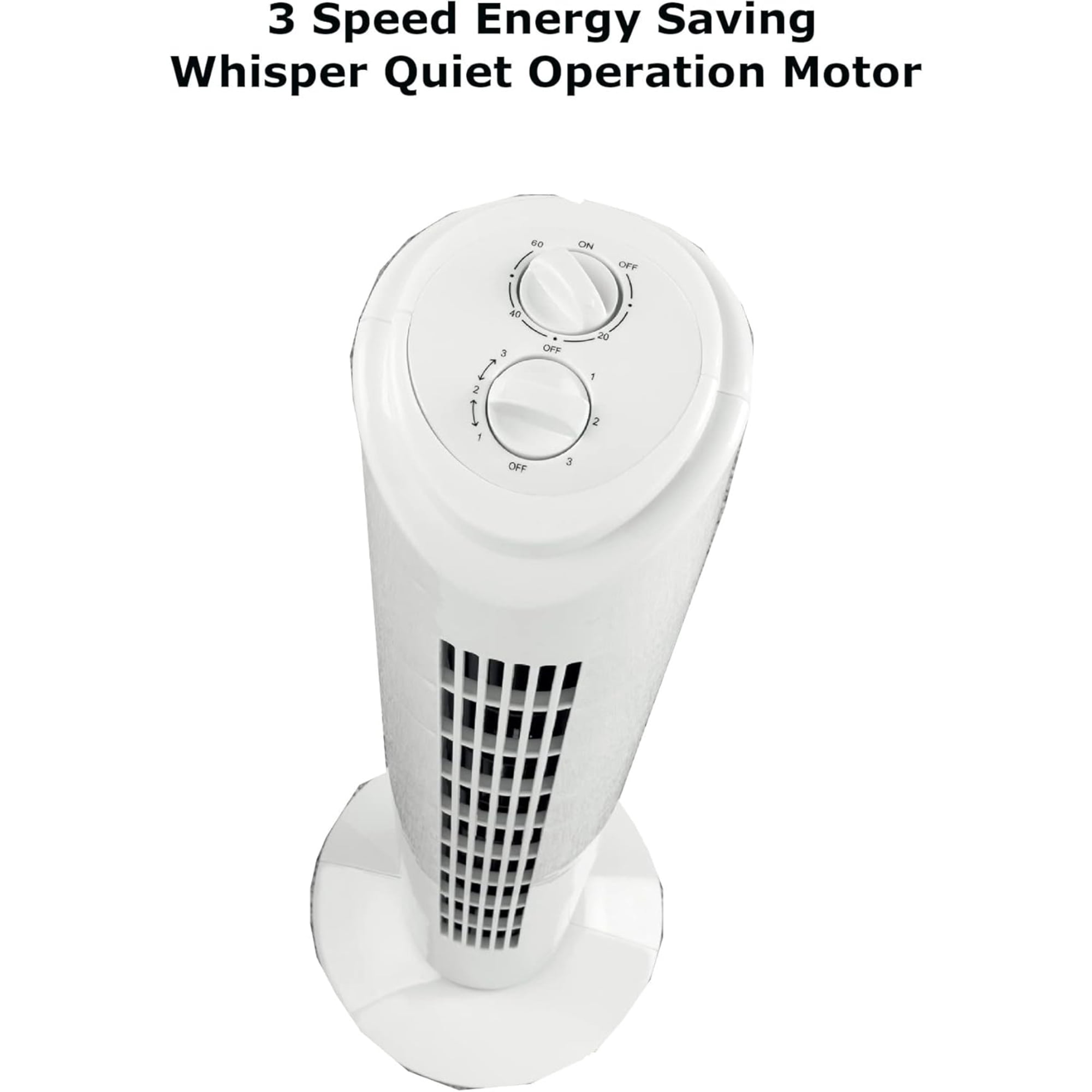 OPTIMUS F-8449WHT 32 Inch 3-Speed Home Oscillating Tower Fan With Timer, White