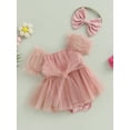 Infant Girls Summer Outfits, Baby Girl Short Sleeve Bow Romper Tulle