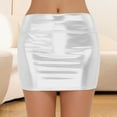 thumbnail image 2 of Riforla Carnival Leather Skirt Plus Size Women Fashion Versatile Performance Pu Solid Color Short Skirt Women's Skirts White XXL, 2 of 4
