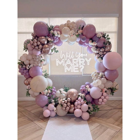 105Pcs Macaron Purple Pink & Gold Metal Balloon Garland Arch Kit | Latex Confetti Balloons for Wedding, Birthday, Baby Shower, Bridal Shower & Gender Reveal Party Decor Supplies