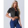 thumbnail image 2 of DARING DIVA Women's Cropped Jackets Puff Button Down Washed Denim Jean Jacket M Dark Gray, 2 of 6