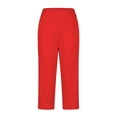 thumbnail image 4 of Dressy Capri Pants for Women Work High Waist Capris Pants with Pocket Casual Office Hiking Golf Lounge Pants Red, 3XL, 4 of 5