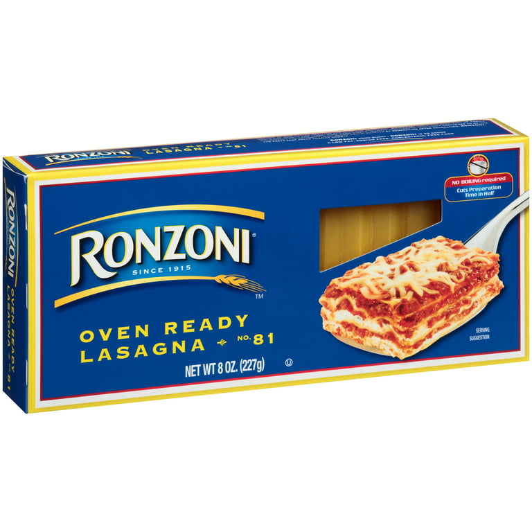 Ronzoni Oven Ready Lasagna Pasta 8 Oz