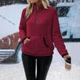 thumbnail image 5 of Red Womens Sweatshirts Women Winter Color Pullover Zipper Wool Loose Tops with Pockets Going Out Tops for Women, 5 of 6