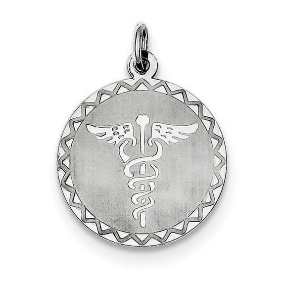 Sterling Silver Engravable Caduceus Disc Pendant