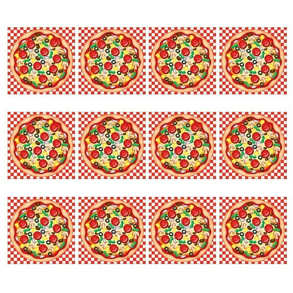 Make a Pizza Sticker Scene - Set of 12 Round Dough Stickers for Birthday Treat, Goody Bags, School Activity, Group Projects, Room Decor, Arts and Crafts