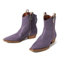 thumbnail image 5 of YDN Women Classic Square Closed Toe Ankle Boots Back Zipper Stacked Low Heel Wide Calf Booties Casual Dressy Shoes Size 13 Purple, 5 of 5