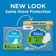 Equate Maxi Pads with Flexi-Wings, Long Super Absorbency, Size 2, 42 Count