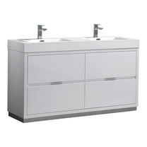 Fresca Valencia 60" Free Standing Double Sinks Bathroom Vanity in Glossy White