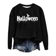 thumbnail image 2 of Black Hoodies for Women Halloween Witch Sweatshirt Women Season Sweatshirts Halloween Bat Long Sleeve Fall Crewneck Pullover Tops Going Out Tops for Women, 2 of 4