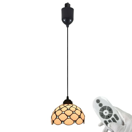 

FSLiving Adjustable Height H Type Track Lighting Remote Control Tiffany-Style Bule Glass Lamp 4 Ft with Smart Edison Bulbs 2200K-6500K Track Mount Pendant Light Timer Decorate for Dinning Table
