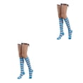 thumbnail image 2 of Sonducket Calcetines a rayas hasta el muslo antideslizantes estilo preppy JK juegos deportivos Día de San Valentín accesorios de mujer azul raya blanca azul 2Conjunto, 2 of 6