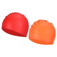 thumbnail image 1 of Unique Bargains Silicone Swim Caps Unisex NonSlip Pool Caps Waterproof Swimming Hats Orange Red 2 Pack, 1 of 5