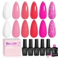 thumbnail image 1 of Set de esmaltes de uñas en gel con forma de escarabajos, 6 colores, rosa intenso y rojo, 1 of 7